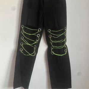 Carmar Black Jeans with Neon Green Lace
